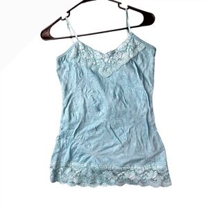 Maurice's Y2K Siren Mermaid Blue Lace Trim Cami Top Tank Summer‎